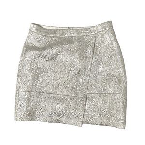 🔵 3/25. J crew silver metallic brocade orgami mini skirt 0 🔵 3/25.